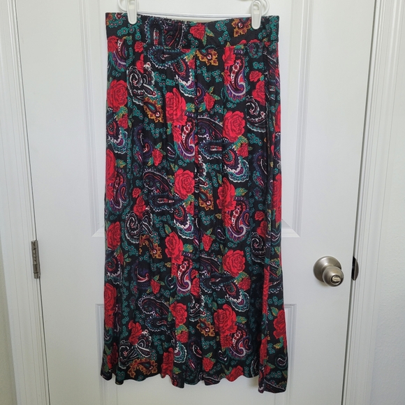 Norton McNaughton Floral Vintage Witchcore Moody Vibrant Pleated Midi Skirt 14 - Picture 2 of 9